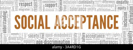 Social Acceptance Word Cloud Konzeptdesign isoliert auf weißem Hintergrund. Stock Vektor