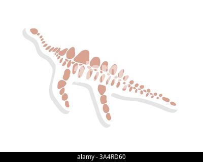 Abstrakte Dinosaurier-Skelett-Illustration in beigefarbener Farbe Stock Vektor