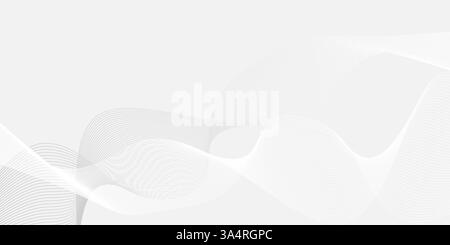 Ein hellgrauer abstrakter Hintergrund zeigt subtile Wellenmuster und schafft ein minimalistisches und ruhiges Design. Die fließenden Linien und weichen Übergänge bilden sich Stock Vektor