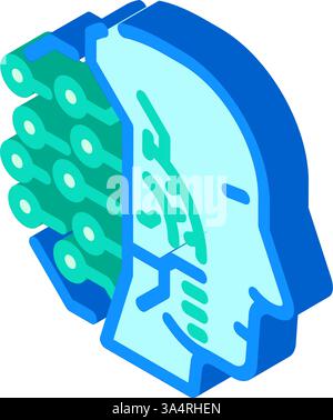 Illustration isometrischer Ikonen-Vektor-Vektor für das Deep Learning-Profil des KI Stock Vektor