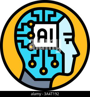 KI-Kopfprofil Deep Learning Farbe Symbol Vektor Illustration Stock Vektor