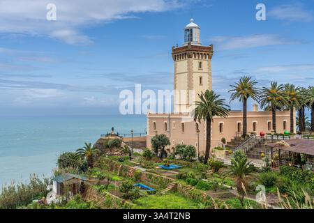 Cape Spartel Lighthouse, südlicher Eingang zur Straße von Gibraltar, Tanger, Marokko, Nordafrika Stockfoto