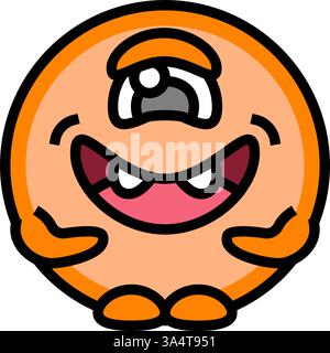Runde geformte Monster niedliche Farbe Icon Vektor Illustration Stock Vektor