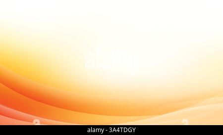 Ein leuchtender orangefarbener und gelber Vektorwellenhintergrund mit glatten Kurven und Verläufen. Perfekt für Tapeten, Kunst- und Designprojekte. Stock Vektor