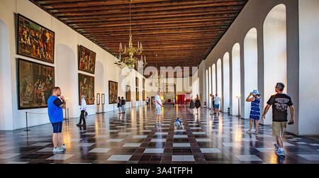 Großer Saal auf Schloss Kronborg, Elsinore, Dänemark Stockfoto