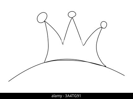 Kritzelkrone, einzeilige Zeichnung Vektor-Illustration. Stock Vektor