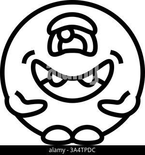 Runde geformte Monster niedliche Linie Icon Vektor Illustration Stock Vektor