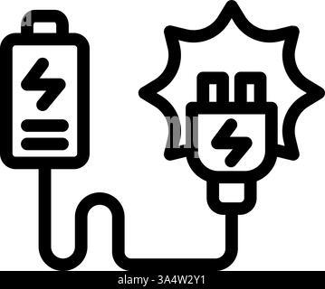 Symbolzeile Sun ENERGY-Akku aufladen. Erneuerbare Energien, Ökologie und Energiealternative. Konzept des Symbols „Gliederung“ Stock Vektor
