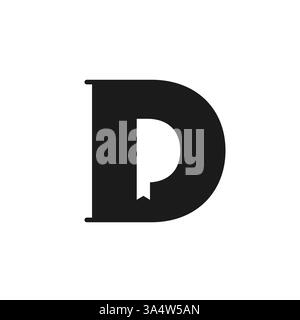 Logo Buchstabe D Bibliothek minimalistisch mit leerem Hintergrund Stock Vektor