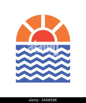 Logo oder Symbol Sonne und Meer mit leerem Hintergrund Stock Vektor
