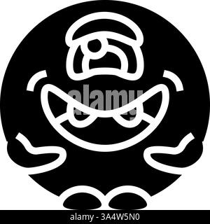 Runde geformte Monster niedliche Glyphe Icon Vektor Illustration Stock Vektor