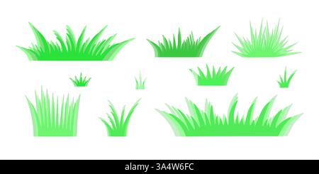 Grünes Gras Clipart Set, einfache Hand gezeichnete flache Design Vektor Illustration für die Herstellung von Grenze, Banner, Kräuter umweltfreundliches Konzept, Grün, Laub Inhalt, festliche Einrichtung im Frühling und Ostern Stock Vektor