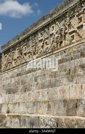 Mexiko. Yucatan. Uxmal. Der Gouverneurspalast. Fassade. Details. Stockfoto