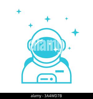 Symbol für Astronautenausrüstung, isoliert auf weißem Hintergrund. Blaue Symbolgruppe. Stock Vektor