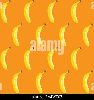 Bananenfrucht Kontur abstraktes nahtloses Muster auf orangem Hintergrund für Tapete, Muster, Web, Blog, Oberfläche, Texturen, Grafik und Druck Stock Vektor