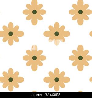 Nahtloses Muster der gelben Daisies auf weißem Hintergrund Stock Vektor