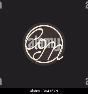 Initial Letter AM Monogramm-Logo mit einfacher und kreativer Kreisellinie Design Ideen Vektorgrafik Stock Vektor