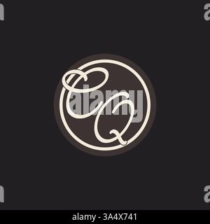 Initial Letter CQ-Monogramm-Logo mit einfacher und kreativer Kreisellinie Design-Ideen Vektorgrafik Stock Vektor