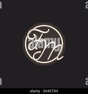 Initial Letter FM Monogramm-Logo mit einfacher und kreativer Kreisellinie Design Ideen Vektorgrafik Stock Vektor