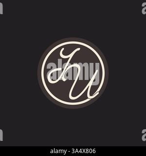 Initial Letter IU Monogramm-Logo mit einfacher und kreativer Design-Vektorgrafik für kreisförmige Linien Stock Vektor