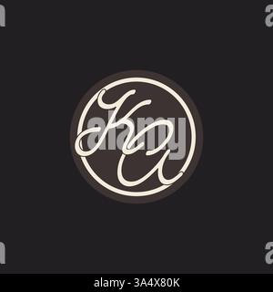 Initial Letter KA Monogramm Logo mit einfacher und kreativer Kreisellinie Design Ideen Vektorgrafik Stock Vektor