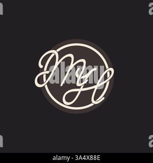 Initial Letter MH Monogramm Logo mit einfacher und kreativer Kreisellinie Design Ideen Vektorgrafik Stock Vektor