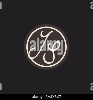 Initial Letter JS Monogramm-Logo mit einfacher und kreativer Kreisellinie Design Ideen Vektorgrafik Stock Vektor