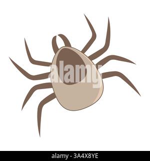 Cartoon-braune Zecke mit acht Beinen auf weißem Hintergrund Stock Vektor