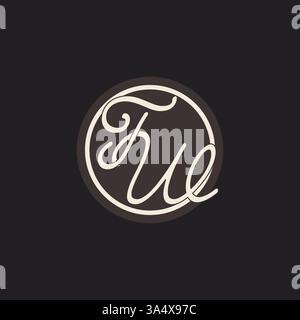 Initial Letter TW-Monogramm-Logo mit einfacher und kreativer Design-Vektorgrafik für kreisförmige Linien Stock Vektor
