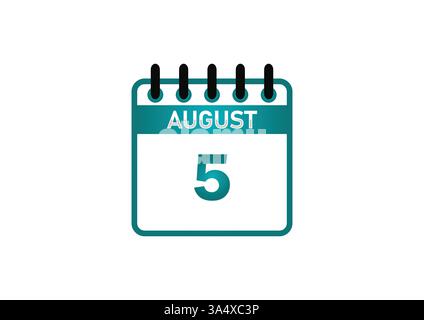 Kalendersymbol für 5. August – Datum, Erinnerung, Ereignis- und Planungsplaner Stock Vektor