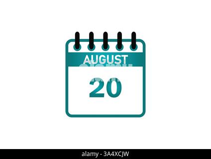 Kalenderbild vom 20. August – wichtige Ereignisse, Feiertage und Beobachtungen Stock Vektor