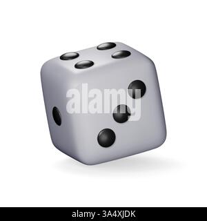 3D-Würfel weiß, der Würfel isoliert auf weiß spielt Stock Vektor