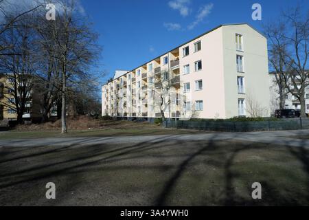 Seimensstadt in Berlin Charlottenburg 2025 umfasst ikonische Sozialwohnungen 1929–34, die von Architekten unter anderem Walter Gropius entworfen wurden. Stockfoto