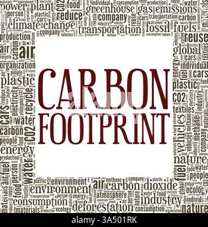 Vektor-Illustration des Kohlenstoffabdrucks Wortwolke isoliert auf weißem Hintergrund. Stock Vektor