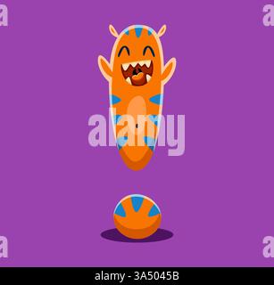 Halloween Schriftzeichen Zeichensetzung Ausrufezeichen gruselige Monster Charakter. Alien Kreatur Schriftsatz Element, Halloween Bestie Vektor ABC Schriftzeichen Zeichensetzung Zeichen oder Tiger Monster Personage Alphabet spezielle Symbol Stock Vektor