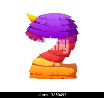 Mexikanische Zeichentrickschrift Pinata Nummer 2 2. Mexikanisches Festival Mathe Schriftart Figur oder Nummer. Mexiko Feiertagsvektor arabische Schriftzeichen oder Cinco de Mayo fiesta Mathematik Schriftsatz Ziffer Stock Vektor