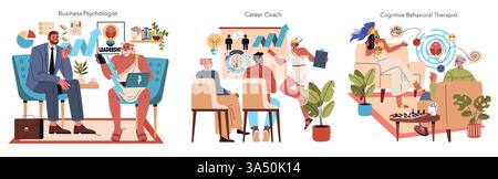 Abbildung: Effektive professionelle Interaktionen und produktive Teamarbeit in einer modernen Büroumgebung Stock Vektor