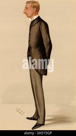 Karikaturporträt von (Henry) Rider Haggard (1856–1925) englischer Schriftsteller, geboren in Suffolk. Stockfoto