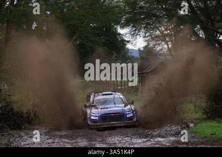 Kenia, Piombino, Naivasha. März 2025. Der Fahrer Jourdan Serderidis und Co-Pilot Frederic Miclotte von der M-Sport Ford WRT, Ford Puma Rally1, stehen am 1. Tag des Rennens, während der FIA World Rally Championship WRC Safari Rallye Kenia 2025 20 März, Naiva Credit: Luca Barsali/ZUMA Press Wire/ZUMA Wire/Alamy Live News Stockfoto