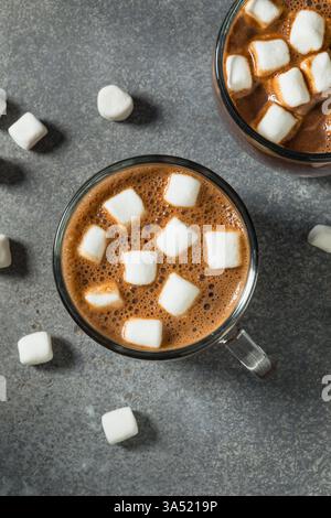 Süße warme hausgemachte heiße Schokolade mit Marshmallows in einer Tasse Stockfoto