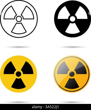 Symbole für radioaktive Vektoren werden isoliert gesetzt. Vektorabbildung Stock Vektor