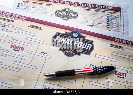 Stillleben des NCAA Basketballturniers March Wahnsinn, 2025, USA Stockfoto