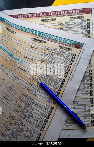 Stillleben des NCAA Basketballturniers March Wahnsinn, 2025, USA Stockfoto