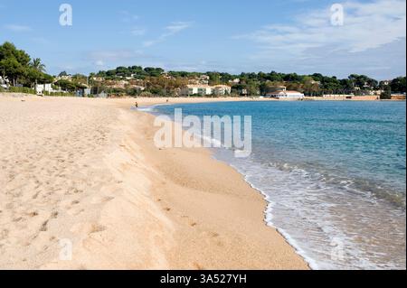 Sant Feliu de Guíxols, Strand Sant Pol. Costa Brava, Baix Empordà, Girona, Katalonien, Spanien. Stockfoto