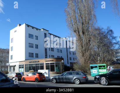 Seimensstadt in Berlin Charlottenburg 2025 umfasst ikonische Sozialwohnungen 1929–34, die von Architekten unter anderem Walter Gropius entworfen wurden. Stockfoto