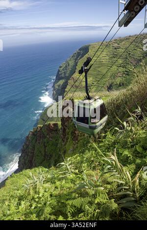Steilste Seilbahn in Achadas da Cruz, Teleferico das Achadas da Cruz, Achadas da Cruz, Touristenattraktion, Gemeinde Porto Moniz, Madeira, Por Stockfoto