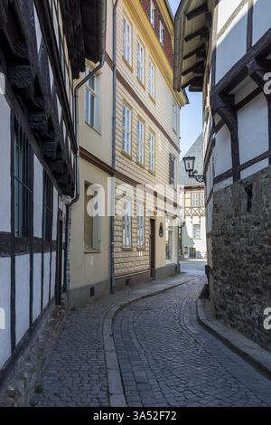 Fachwerkhäuser im Zentrum von Wernigerode, Harz, Sachsen-Anhalt, Deutschland, Europa Stockfoto