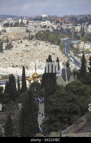 Christliches Viertel in der Altstadt von Jerusalem. Kirche St. Maria Magdalena in Gethsemane Stockfoto