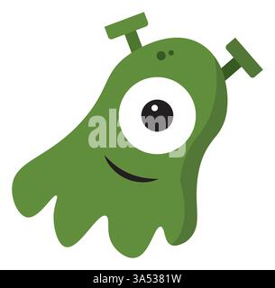 Isolierter farbiger grüner Alien Characte Ricon Vektor Stock Vektor