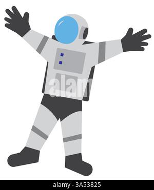 Isolierte farbige Astronauten-Charakterskizze-Symbol Vektor Stock Vektor
